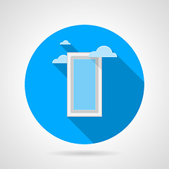 Image showing Flat vector icon for window with clouds