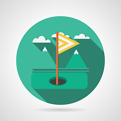 Image showing Flat vector icon for golf target flag