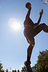 Image showing Basketball Dunk Outdoors