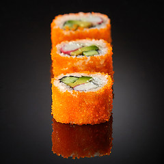 Image showing sushi with cucumber and crab sticks
