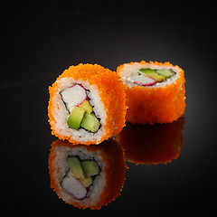 Image showing sushi with cucumber and crab sticks