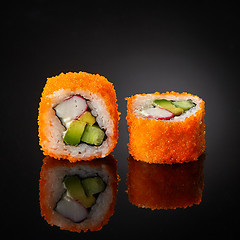 Image showing sushi with cucumber and crab sticks