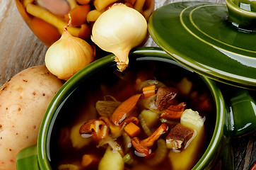 Image showing Soup with Chanterelle Mushrooms