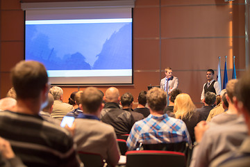 Image showing Public speaker at Business Conference.