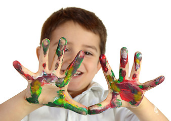 Image showing Hands in paint