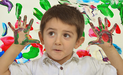 Image showing Hands in paint