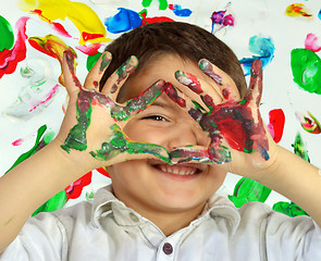 Image showing Hands in paint