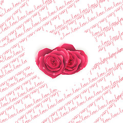 Image showing Love note card - text pattern with hearts. EPS 10 