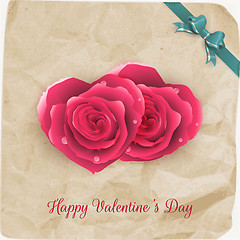 Image showing Card with red roses and vintage paper. EPS 10