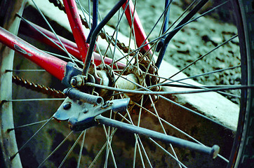 Image showing Old biker wheel