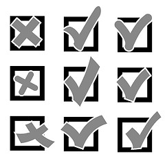 Image showing Set  check marks or ticks in boxes conceptual. Vector illustrati