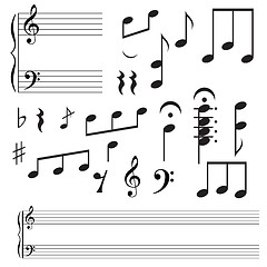 Image showing Collection icons  music note. Vector illustration.