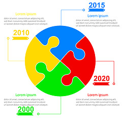 Image showing Infographics report templates in sphere of jigsaw puzzle element