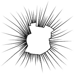 Image showing Radial cracks on broken white glass. Vector illustration.