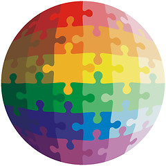 Image showing Jigsaw puzzle shape of a ball,  colors  rainbow. Vector illustra