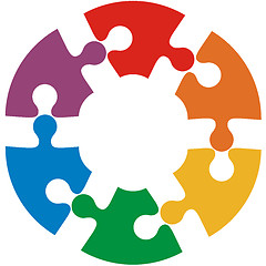 Image showing Six color puzzle circle. Vector illustration.