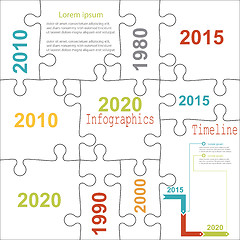 Image showing Infographic report templates in puzzle jigsaw elements . Vector 