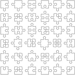 Image showing Set of white jigsaw puzzles. Vector illustration.