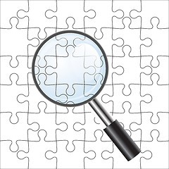 Image showing Background Vector Illustration jigsaw puzzle. with a magnifying 