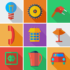 Image showing Collection modern flat icons Home Appliances with long shadow ef