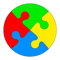 Image showing Jigsaw puzzle in the form of a colored circle. Vector illustrati