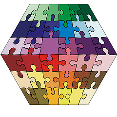 Image showing Vector Illustration jigsaw puzzle cuboid.