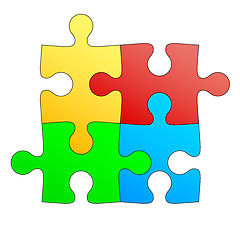 Image showing Jigsaw puzzle in four colors. Vector illustration.