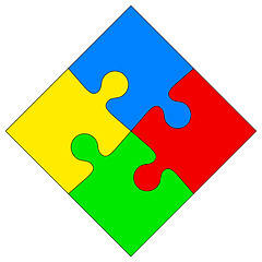 Image showing Four colored puzzle together. Vector illustration.