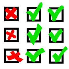 Image showing Set  check marks or ticks in boxes conceptual. Vector illustrati