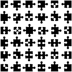 Image showing Set of black jigsaw puzzles. Vector illustration.