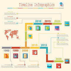 Image showing Infographic report templates in flat business elements map. Vect