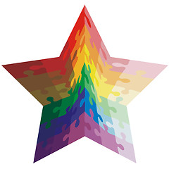 Image showing Jigsaw puzzle shape of a star shaped,  colors  rainbow. Vector i