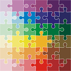 Image showing Jigsaw puzzle color of the rainbow. Vector illustration.