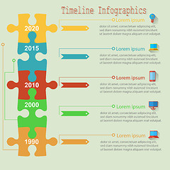 Image showing Infographics report templates in a line puzzle elements. Vector 