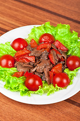 Image showing Roasted beef and mushrooms