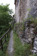 Image showing small path with wooden handrail