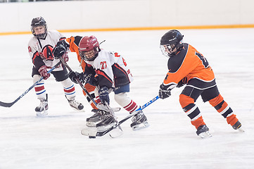 Image showing Game of children ice-hockey teams