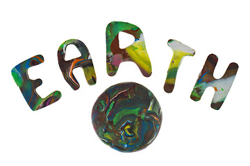 Image showing Plasticine letters forming word Earth written on white background