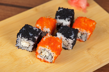 Image showing tobico sushi rolls