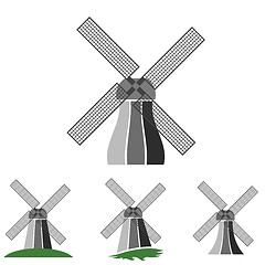 Image showing windmill silhouettes set