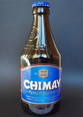 Image showing Chimay blue beer bottle