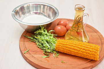 Image showing Ingredients for corn pancakes