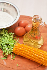 Image showing Ingredients for corn pancakes