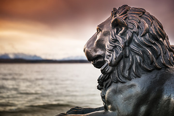 Image showing Lion statue at lake Starnberg