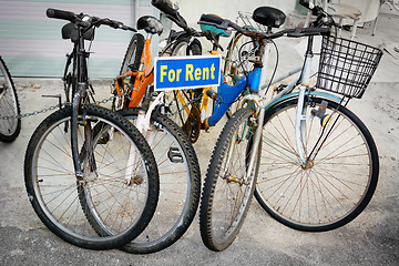 Image showing Rental Bicycles on Display in Georgetown, Penang, Malaysia