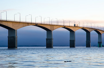 Image showing Dawn by the bridge