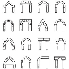 Image showing Black line icons vector collection of arches