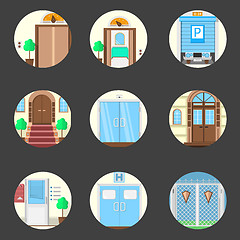 Image showing Colored icons vector collection of entrance doors