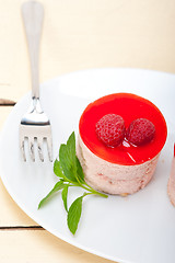 Image showing fresh raspberry cake mousse dessert