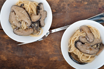 Image showing Italian spaghetti pasta and mushrooms